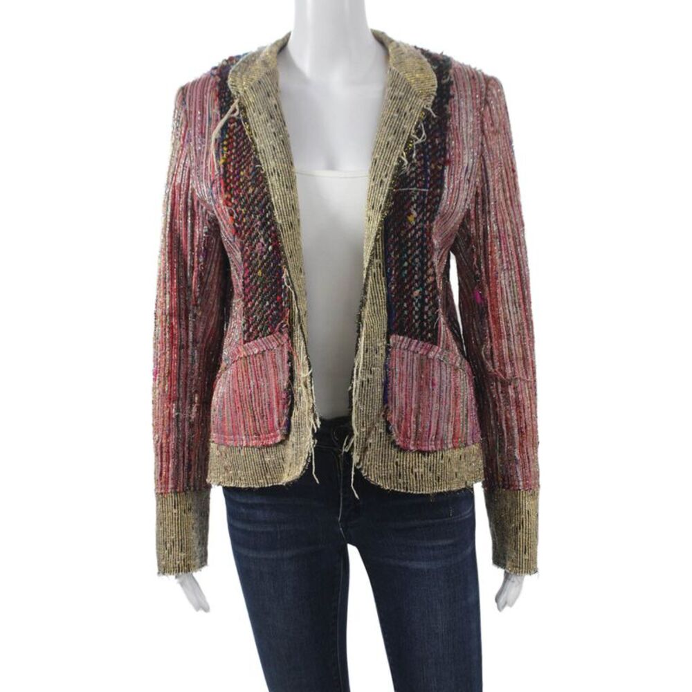 Matthew Williamson Women Basic Jacket Silk Striped Multicolor Size 12